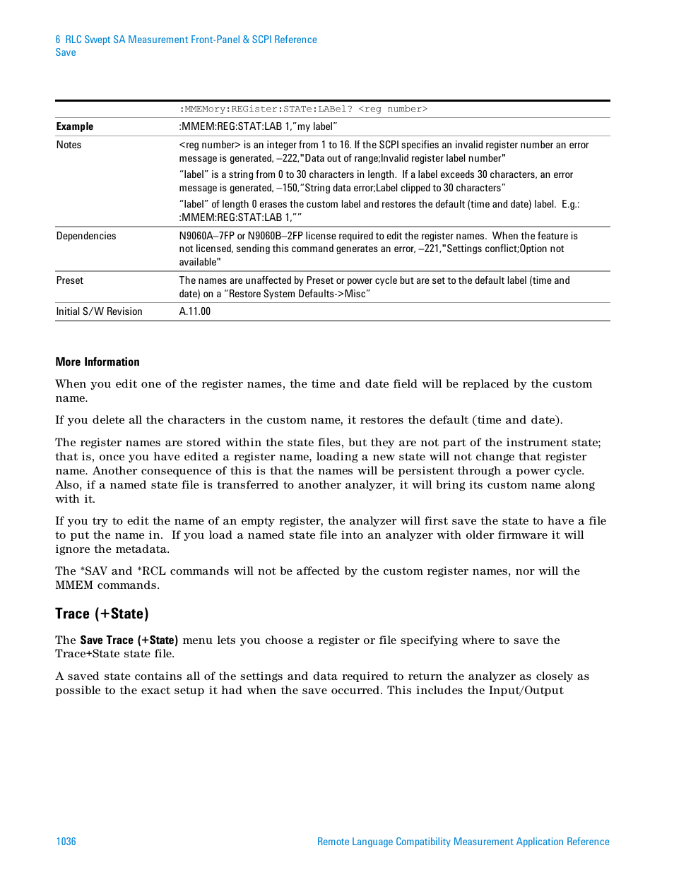 Trace (+state) | Agilent Technologies Signal Analyzer N9030a User Manual | Page 1036 / 1466
