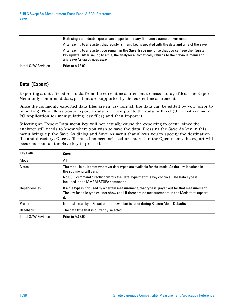 Data (export) | Agilent Technologies Signal Analyzer N9030a User Manual | Page 1038 / 1466