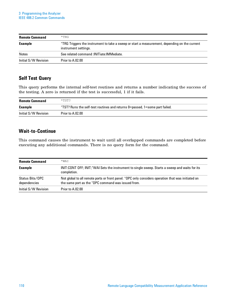 Self test query, Wait-to-continue | Agilent Technologies Signal Analyzer N9030a User Manual | Page 110 / 1466