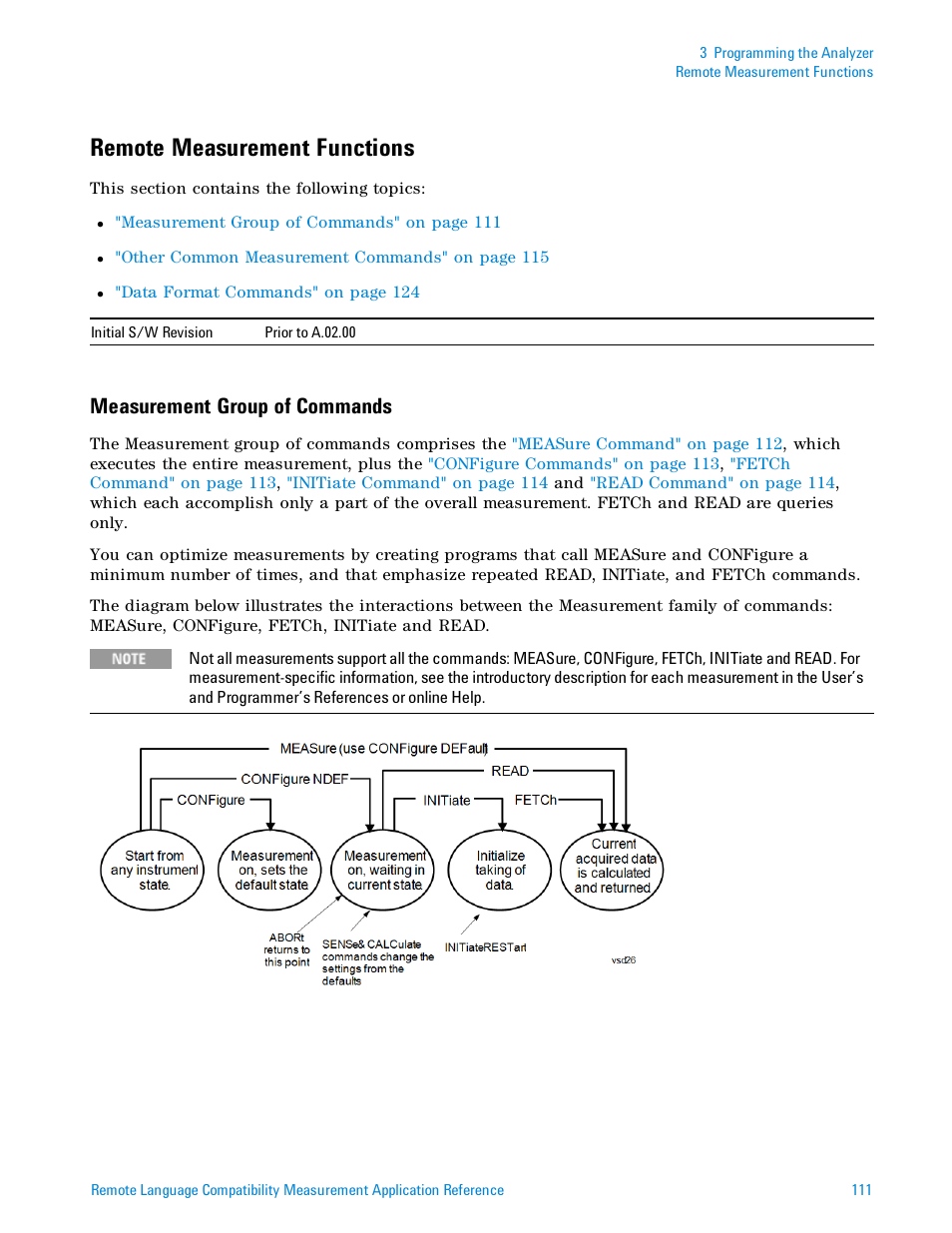 Remote measurement functions, Measurement group of commands | Agilent Technologies Signal Analyzer N9030a User Manual | Page 111 / 1466