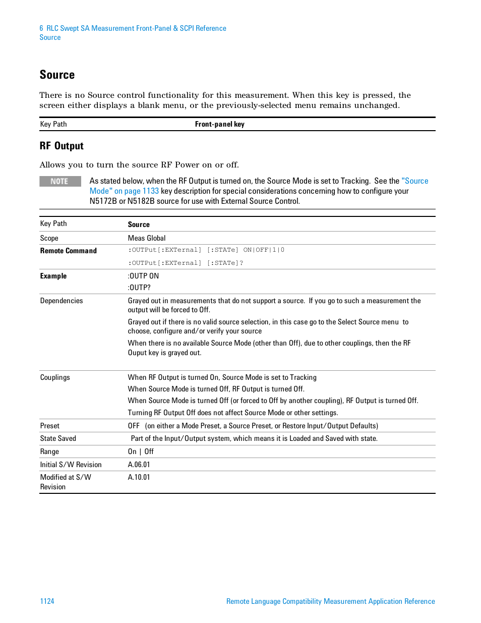 Source, Rf output | Agilent Technologies Signal Analyzer N9030a User Manual | Page 1124 / 1466