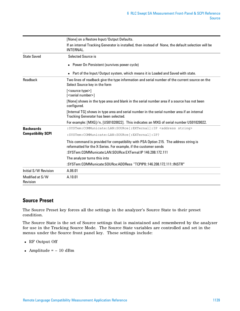 Source preset | Agilent Technologies Signal Analyzer N9030a User Manual | Page 1139 / 1466