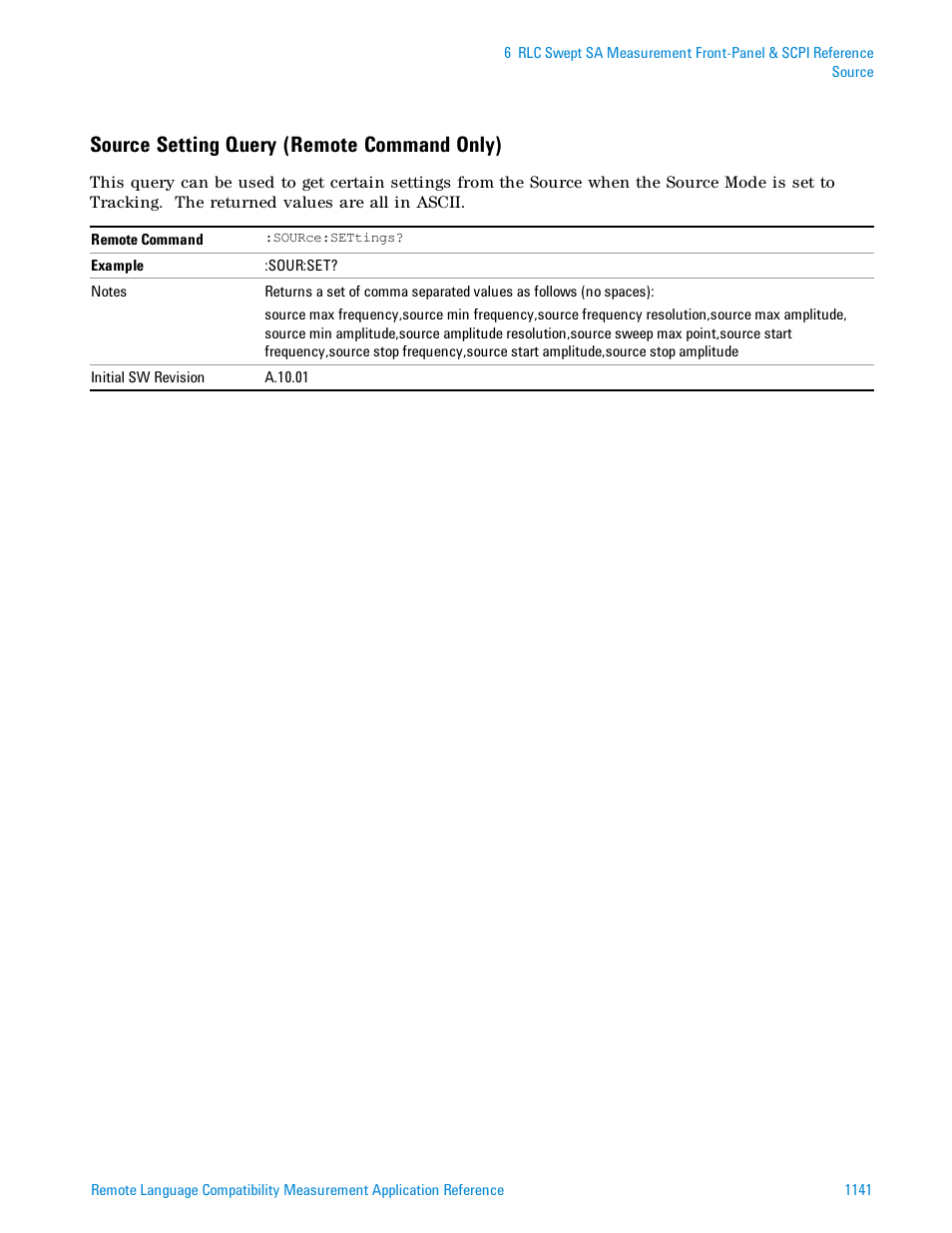 Source setting query (remote command only) | Agilent Technologies Signal Analyzer N9030a User Manual | Page 1141 / 1466