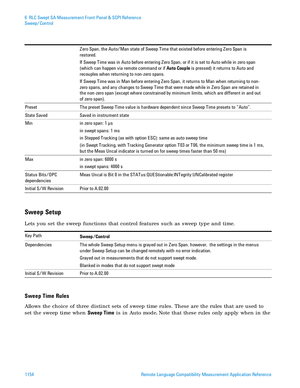 Sweep setup | Agilent Technologies Signal Analyzer N9030a User Manual | Page 1154 / 1466