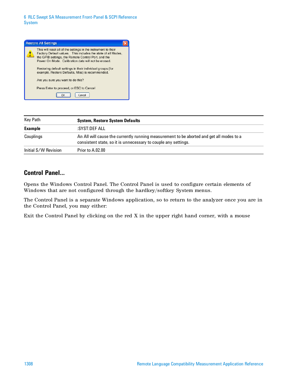 Control panel | Agilent Technologies Signal Analyzer N9030a User Manual | Page 1308 / 1466