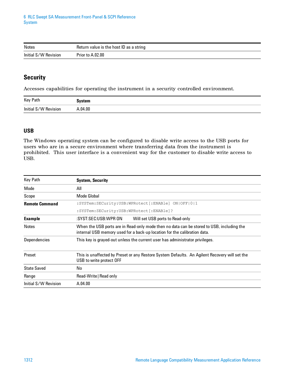 Security | Agilent Technologies Signal Analyzer N9030a User Manual | Page 1312 / 1466