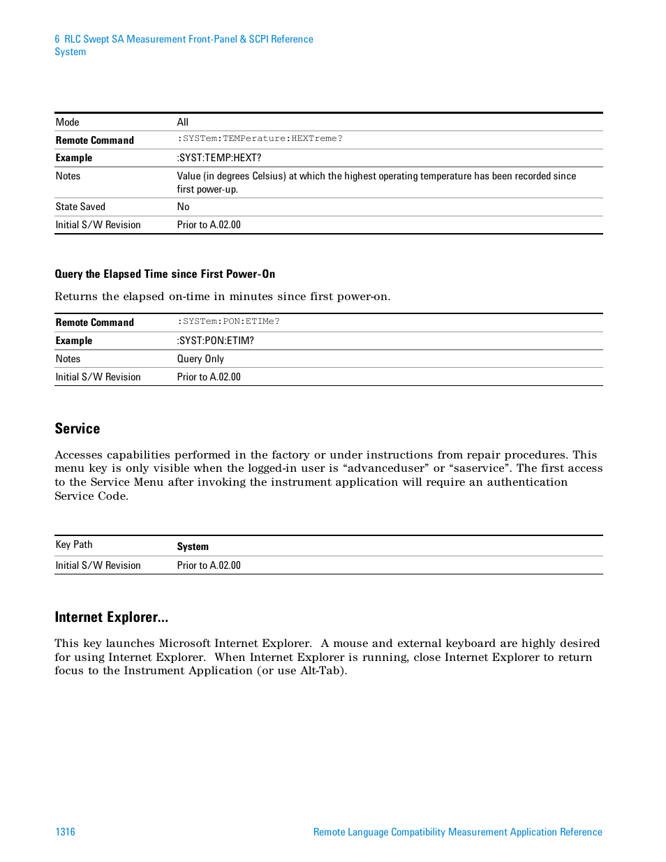 Service, Internet explorer | Agilent Technologies Signal Analyzer N9030a User Manual | Page 1316 / 1466