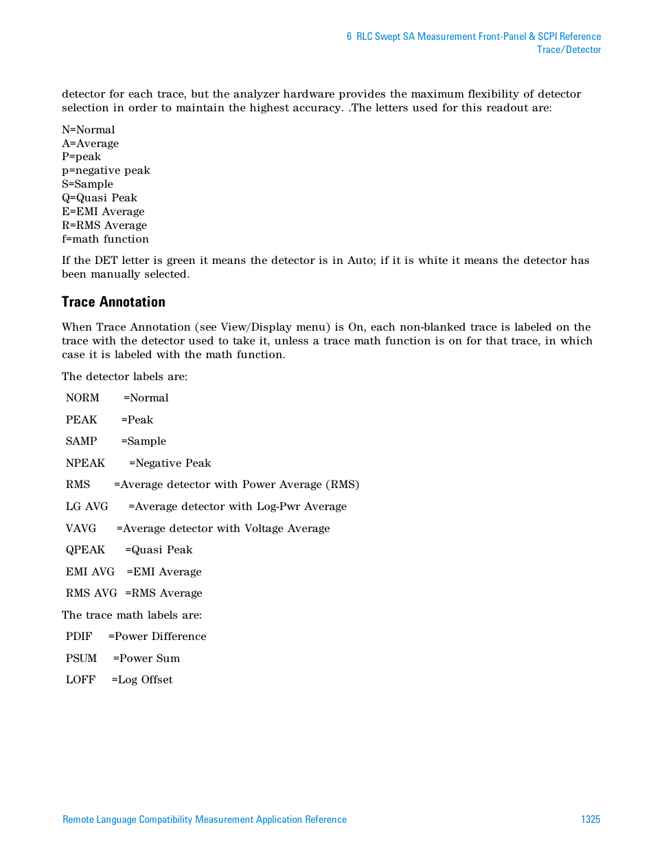 Trace annotation | Agilent Technologies Signal Analyzer N9030a User Manual | Page 1325 / 1466