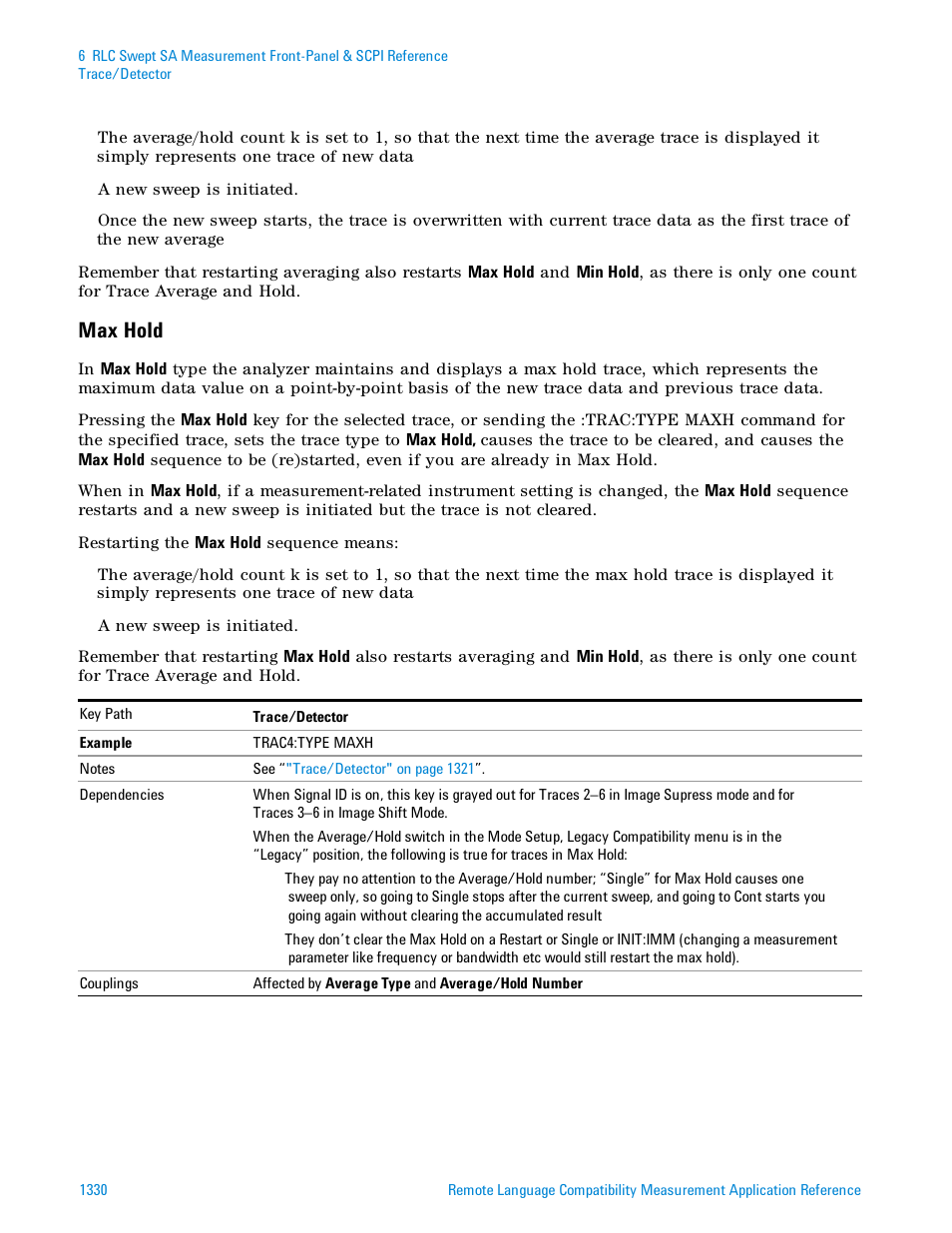 Max hold | Agilent Technologies Signal Analyzer N9030a User Manual | Page 1330 / 1466