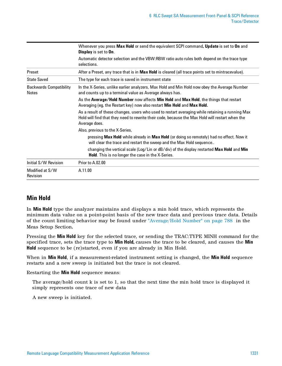 Min hold | Agilent Technologies Signal Analyzer N9030a User Manual | Page 1331 / 1466