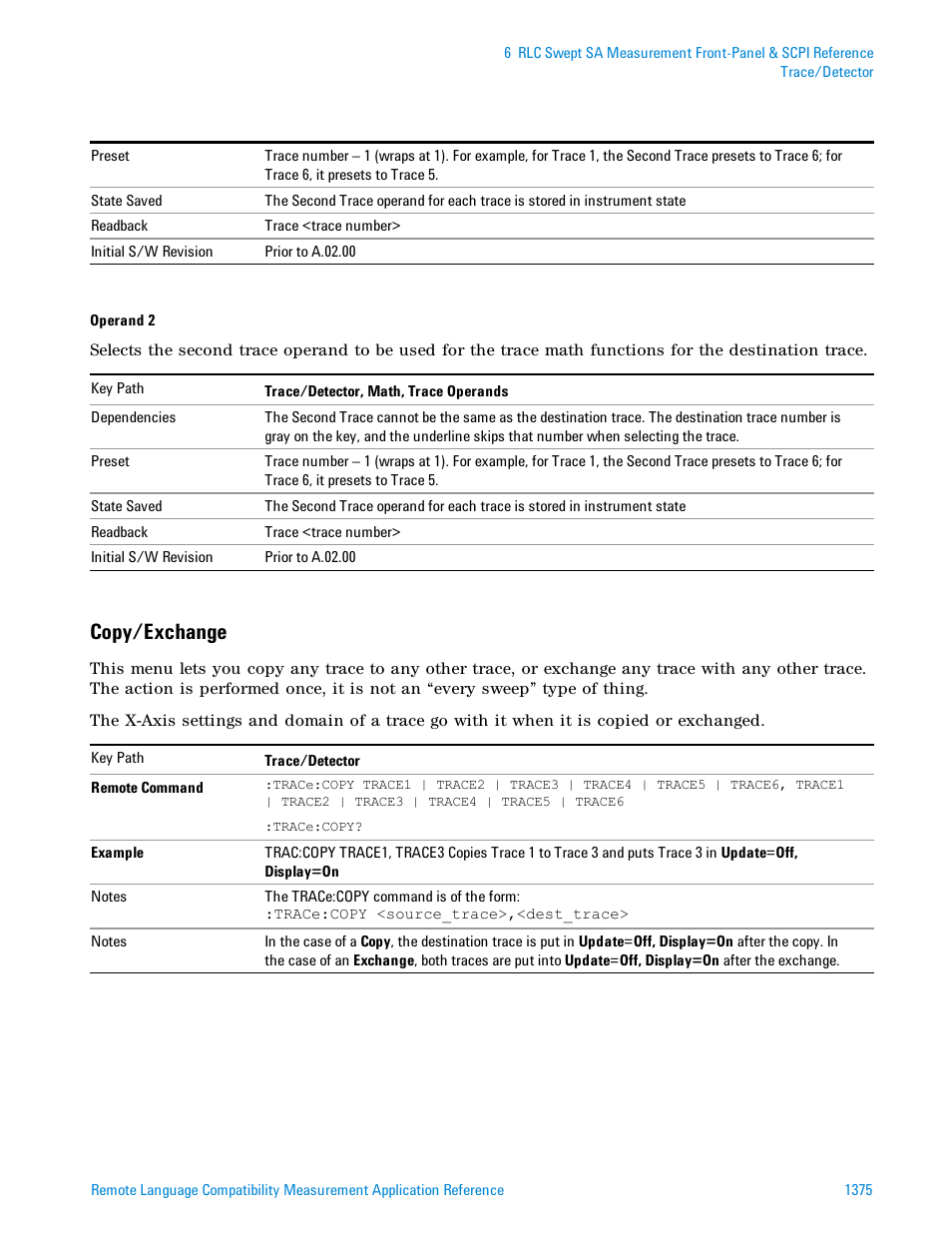 Copy/exchange | Agilent Technologies Signal Analyzer N9030a User Manual | Page 1375 / 1466