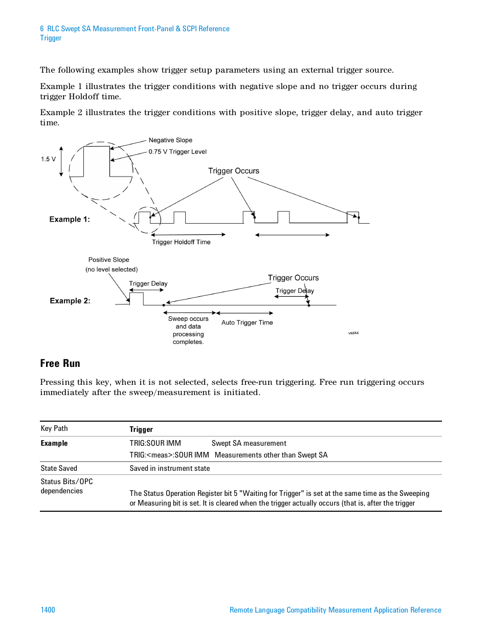 Free run | Agilent Technologies Signal Analyzer N9030a User Manual | Page 1400 / 1466