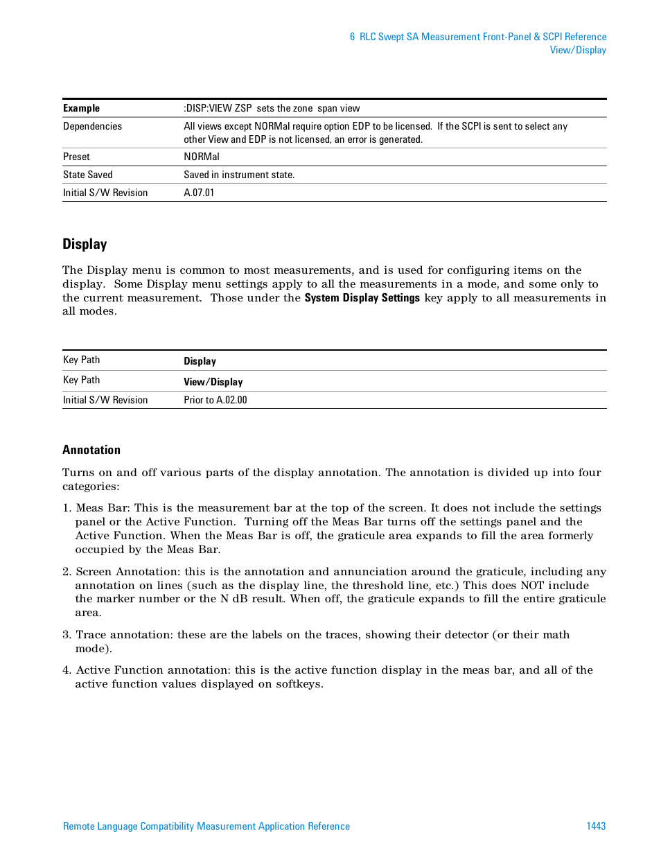 Display | Agilent Technologies Signal Analyzer N9030a User Manual | Page 1443 / 1466