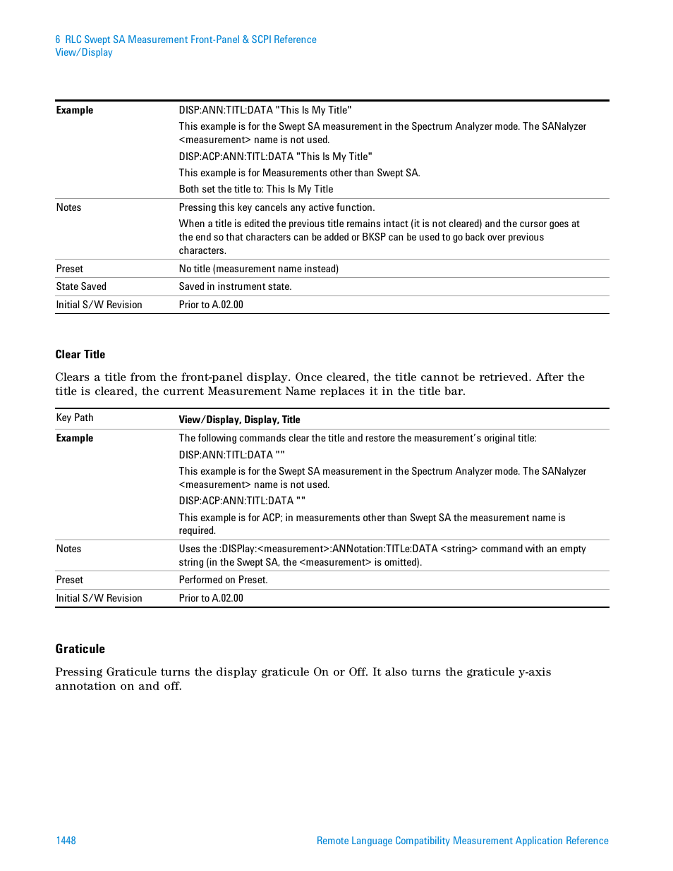 Graticule " on | Agilent Technologies Signal Analyzer N9030a User Manual | Page 1448 / 1466