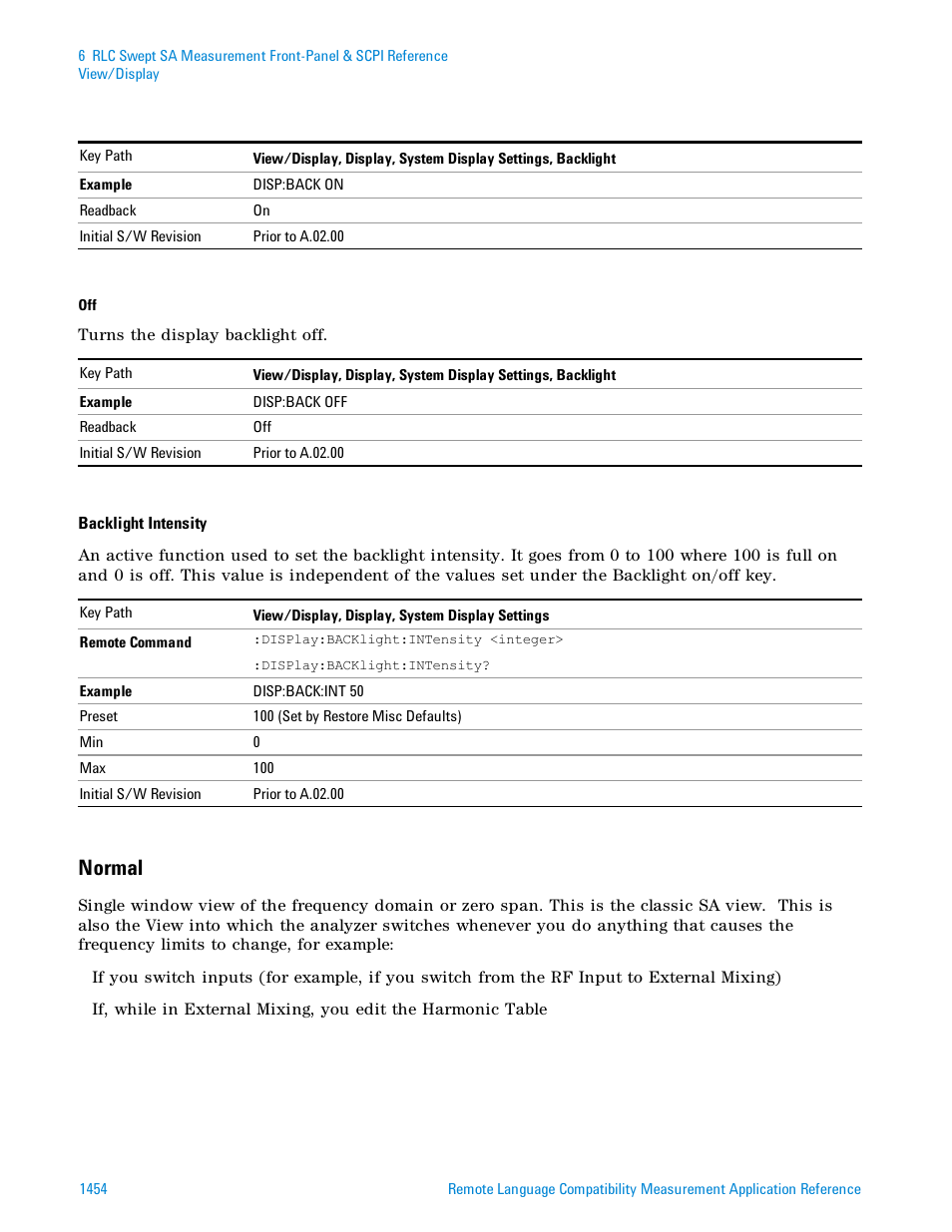 Normal | Agilent Technologies Signal Analyzer N9030a User Manual | Page 1454 / 1466