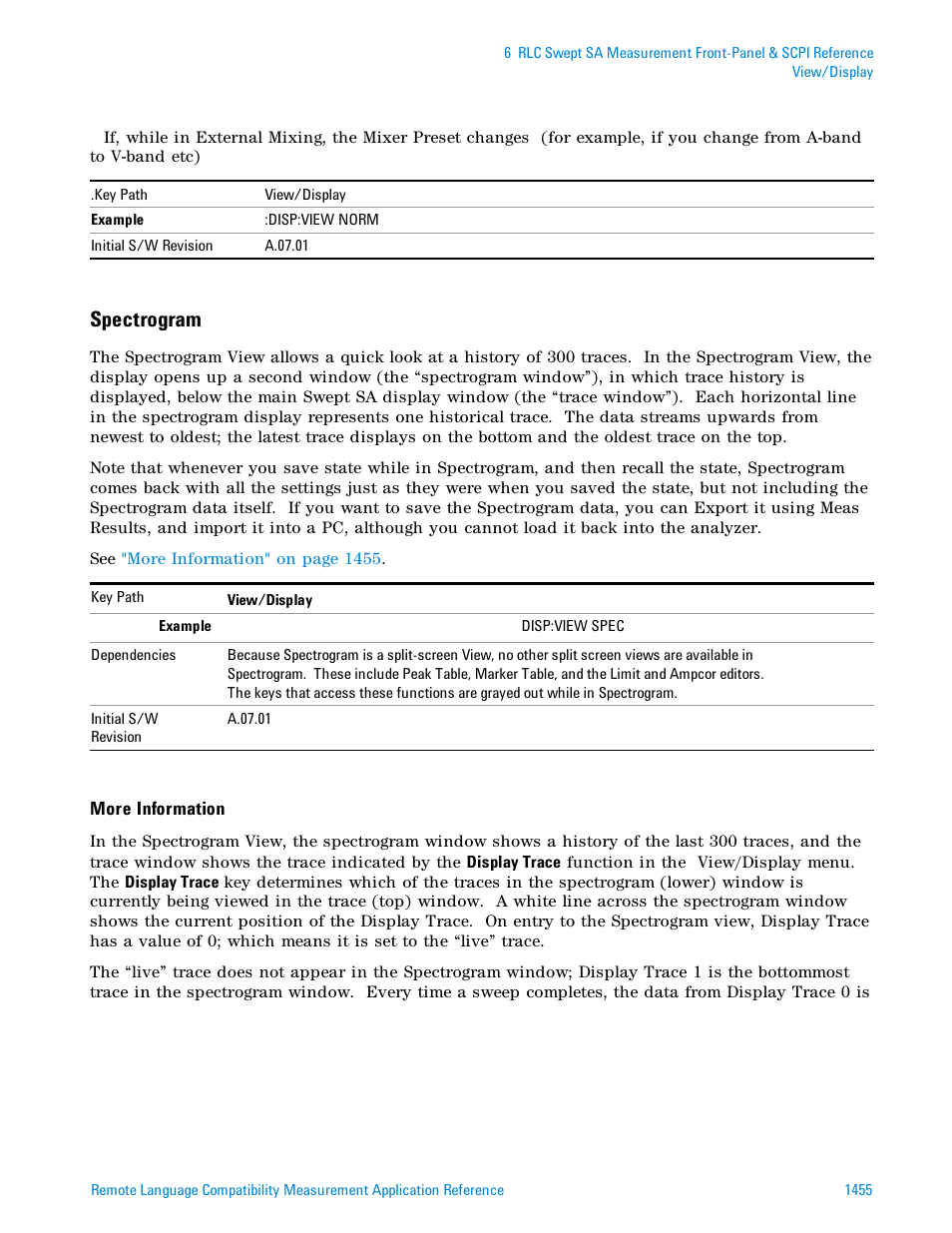 Spectrogram | Agilent Technologies Signal Analyzer N9030a User Manual | Page 1455 / 1466