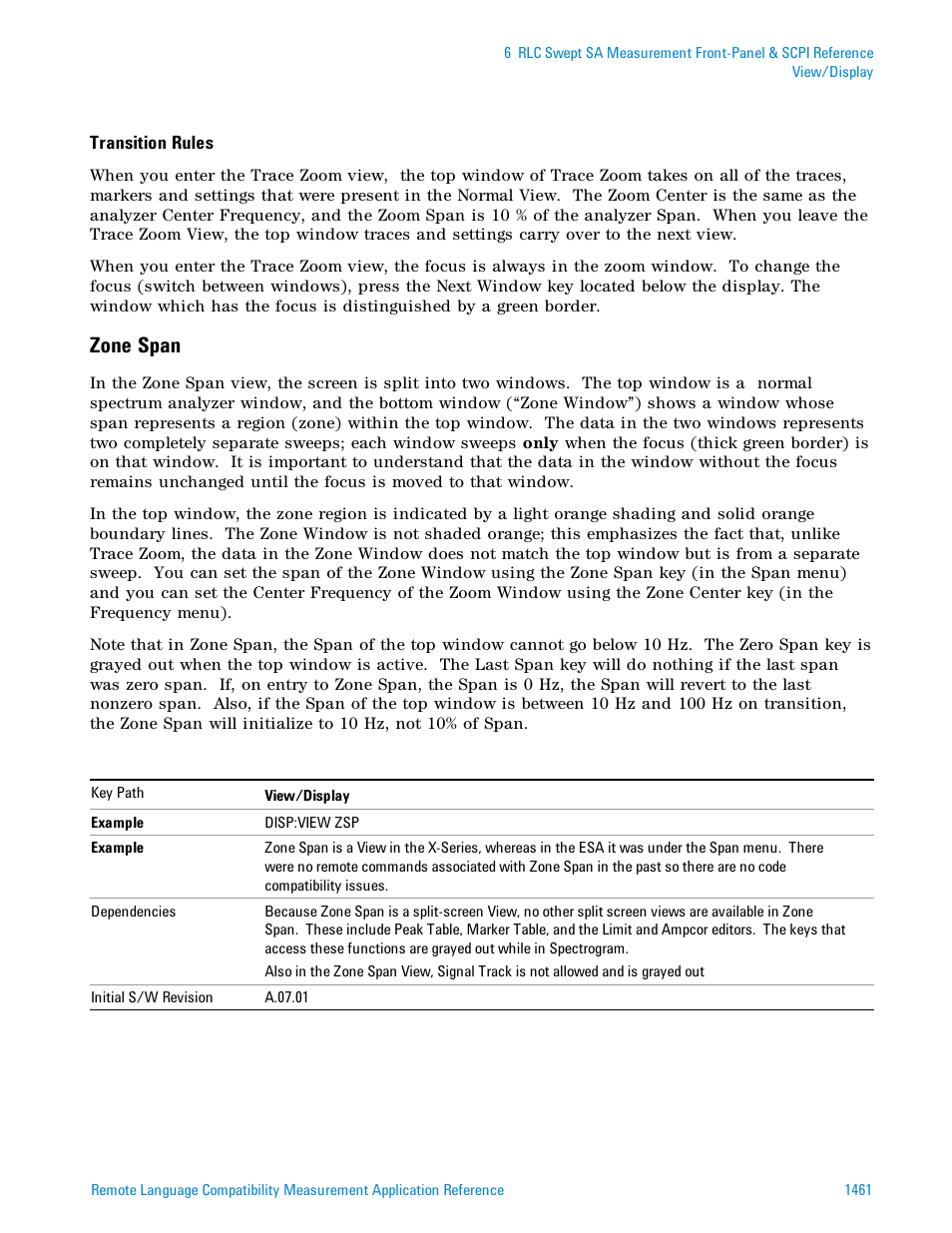 Zone span | Agilent Technologies Signal Analyzer N9030a User Manual | Page 1461 / 1466