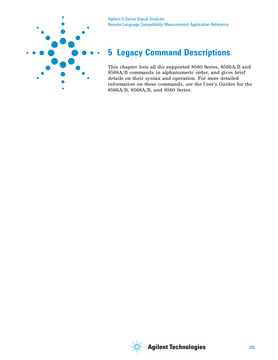 5 legacy command descriptions, Legacy, Legacy command descriptions | Agilent Technologies Signal Analyzer N9030a User Manual | Page 205 / 1466