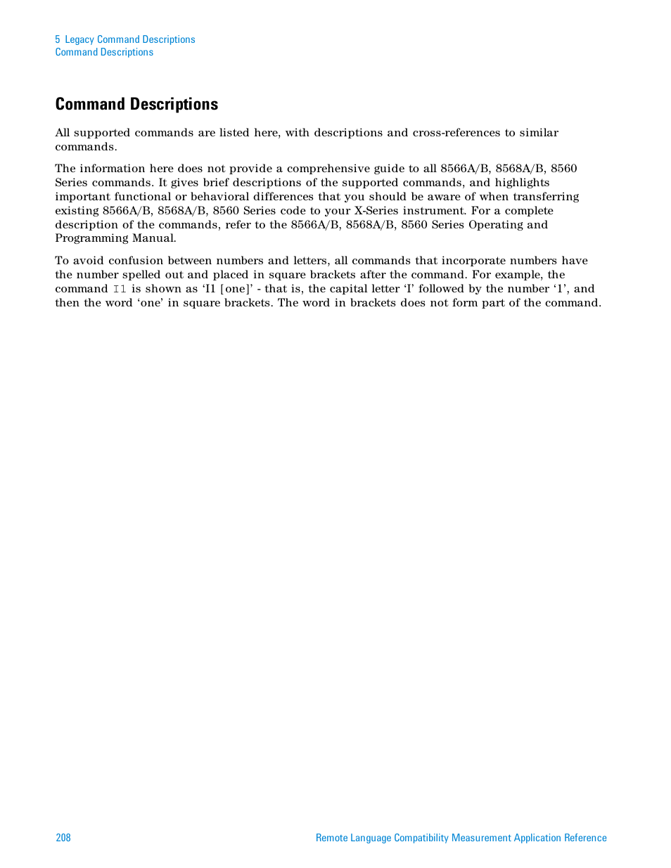 Command descriptions | Agilent Technologies Signal Analyzer N9030a User Manual | Page 208 / 1466