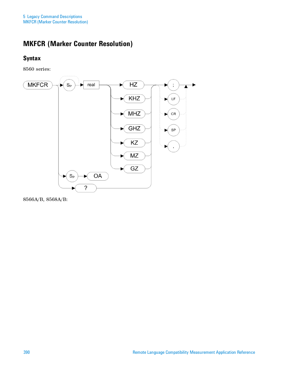 Mkfcr (marker counter resolution), Syntax | Agilent Technologies Signal Analyzer N9030a User Manual | Page 390 / 1466