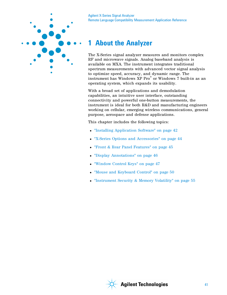 1 about the analyzer | Agilent Technologies Signal Analyzer N9030a User Manual | Page 41 / 1466