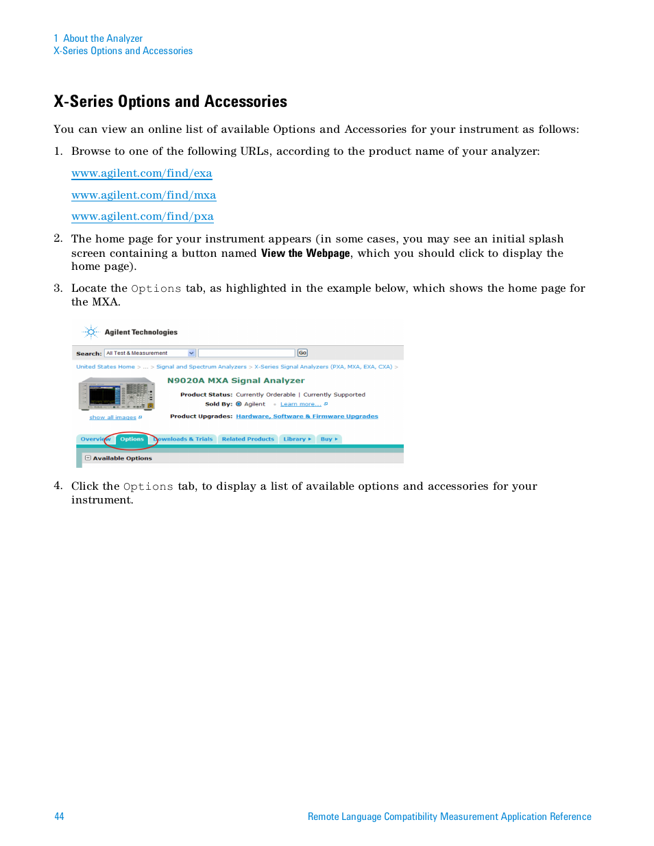 X-series options and accessories | Agilent Technologies Signal Analyzer N9030a User Manual | Page 44 / 1466