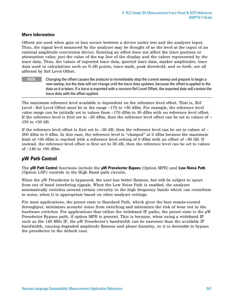 Μw path control | Agilent Technologies Signal Analyzer N9030a User Manual | Page 541 / 1466