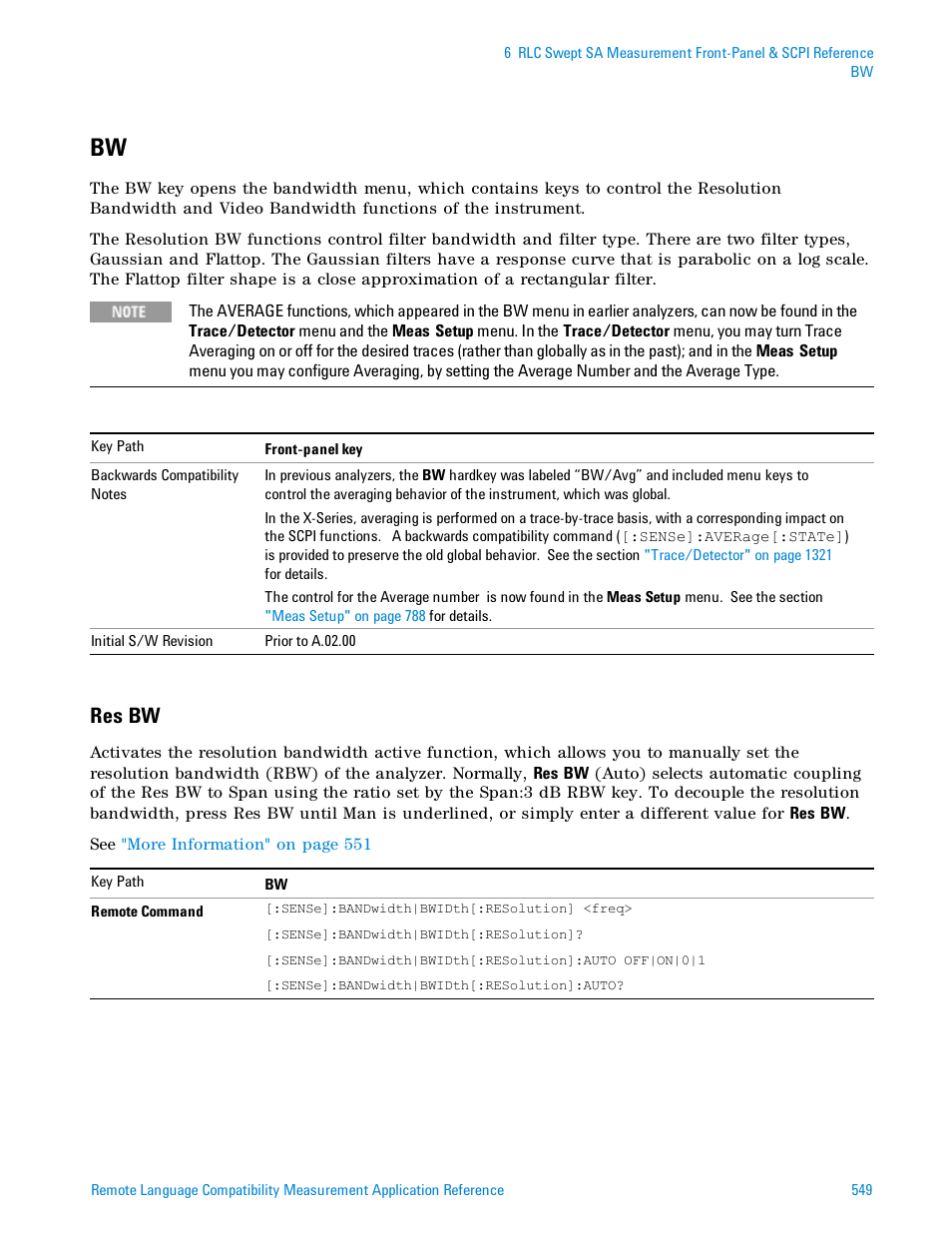 Res bw | Agilent Technologies Signal Analyzer N9030a User Manual | Page 549 / 1466