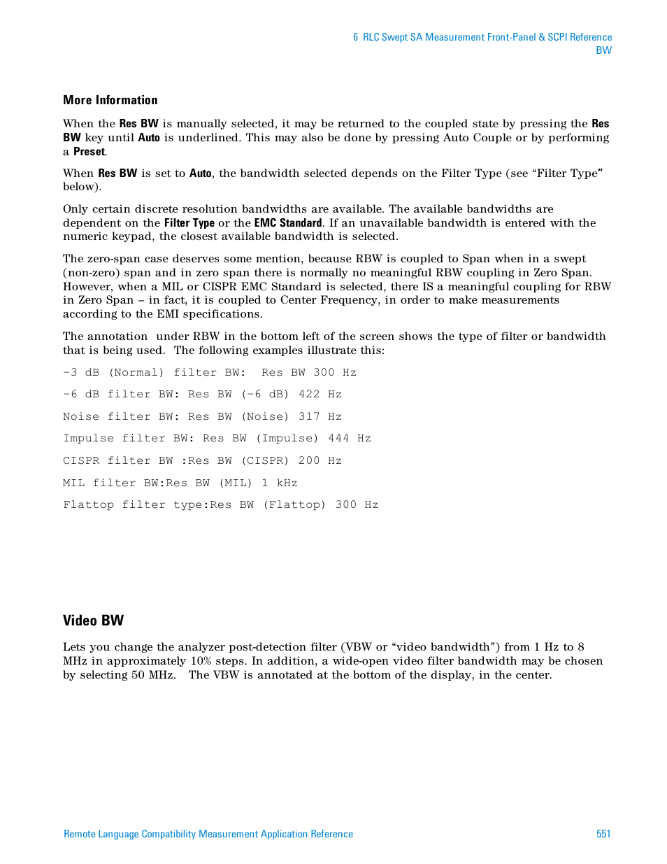 Video bw | Agilent Technologies Signal Analyzer N9030a User Manual | Page 551 / 1466