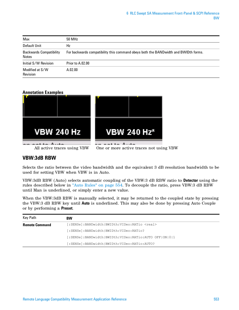 Vbw:3db rbw | Agilent Technologies Signal Analyzer N9030a User Manual | Page 553 / 1466