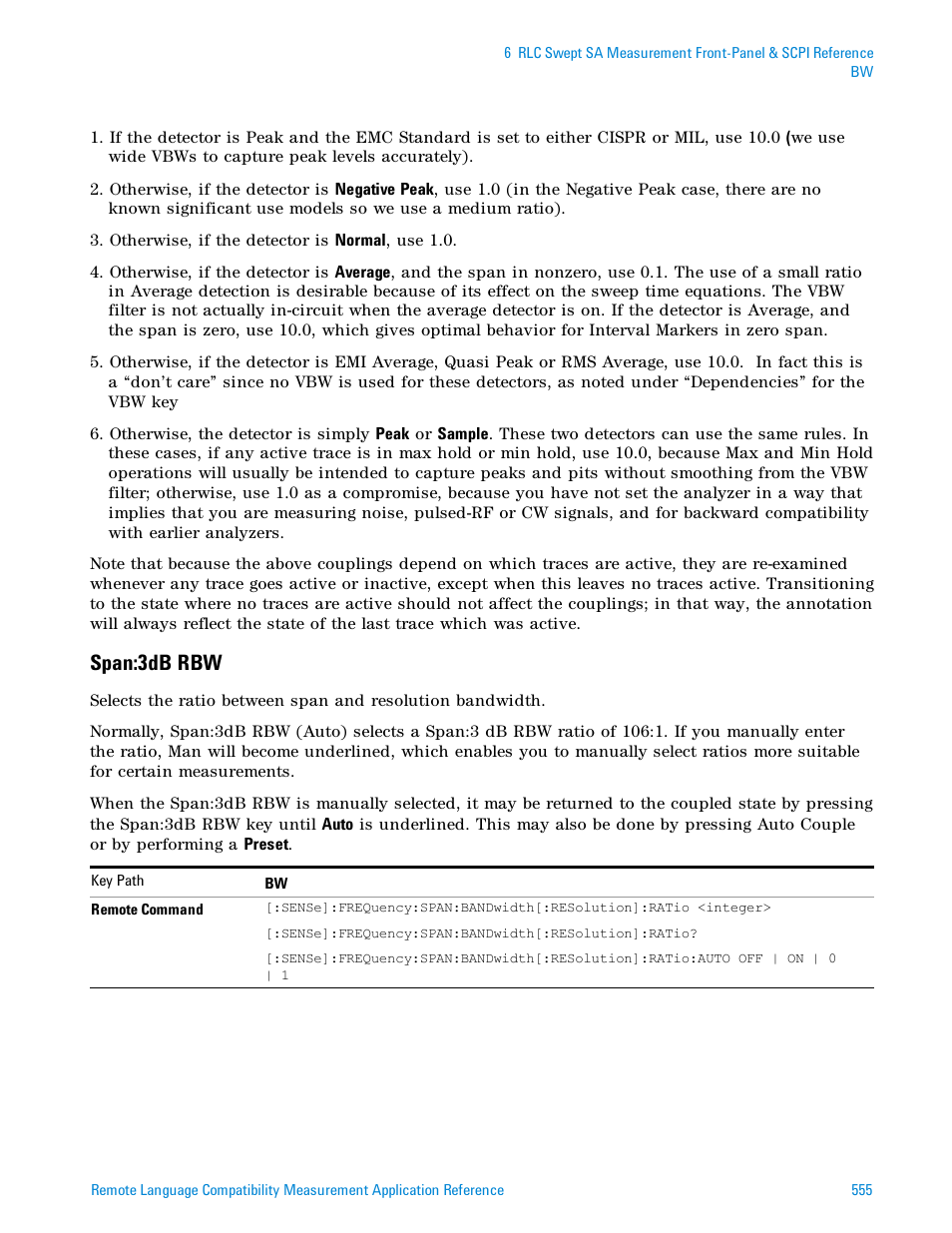 Span:3db rbw | Agilent Technologies Signal Analyzer N9030a User Manual | Page 555 / 1466