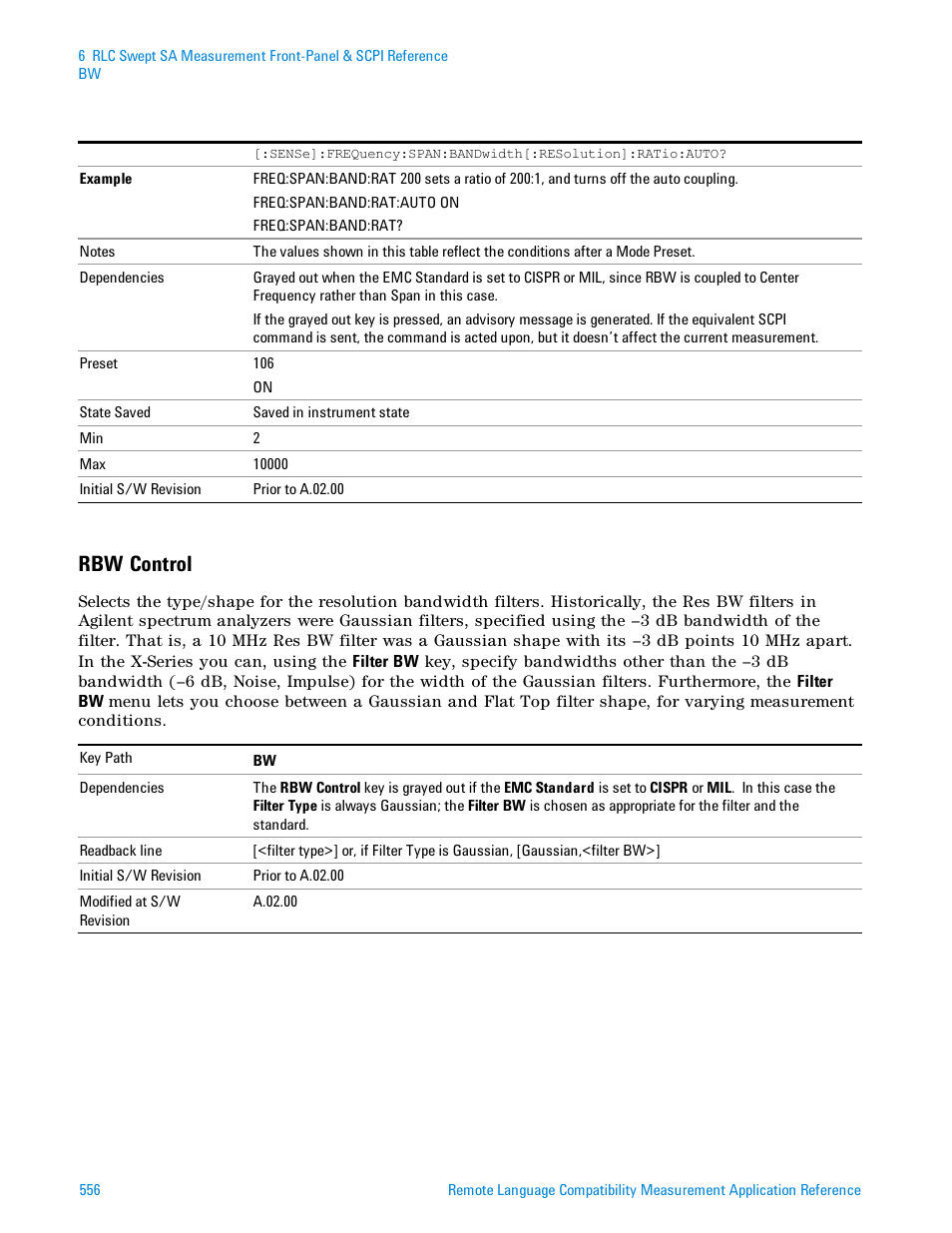 Rbw control | Agilent Technologies Signal Analyzer N9030a User Manual | Page 556 / 1466