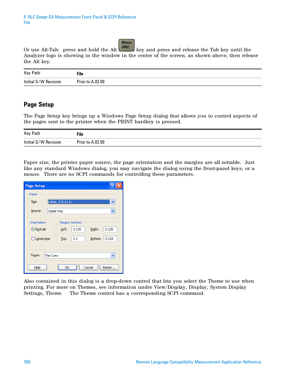 Page setup | Agilent Technologies Signal Analyzer N9030a User Manual | Page 566 / 1466