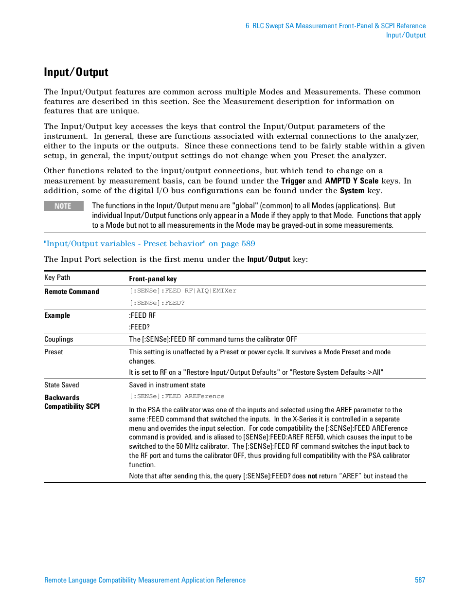 Input/output | Agilent Technologies Signal Analyzer N9030a User Manual | Page 587 / 1466