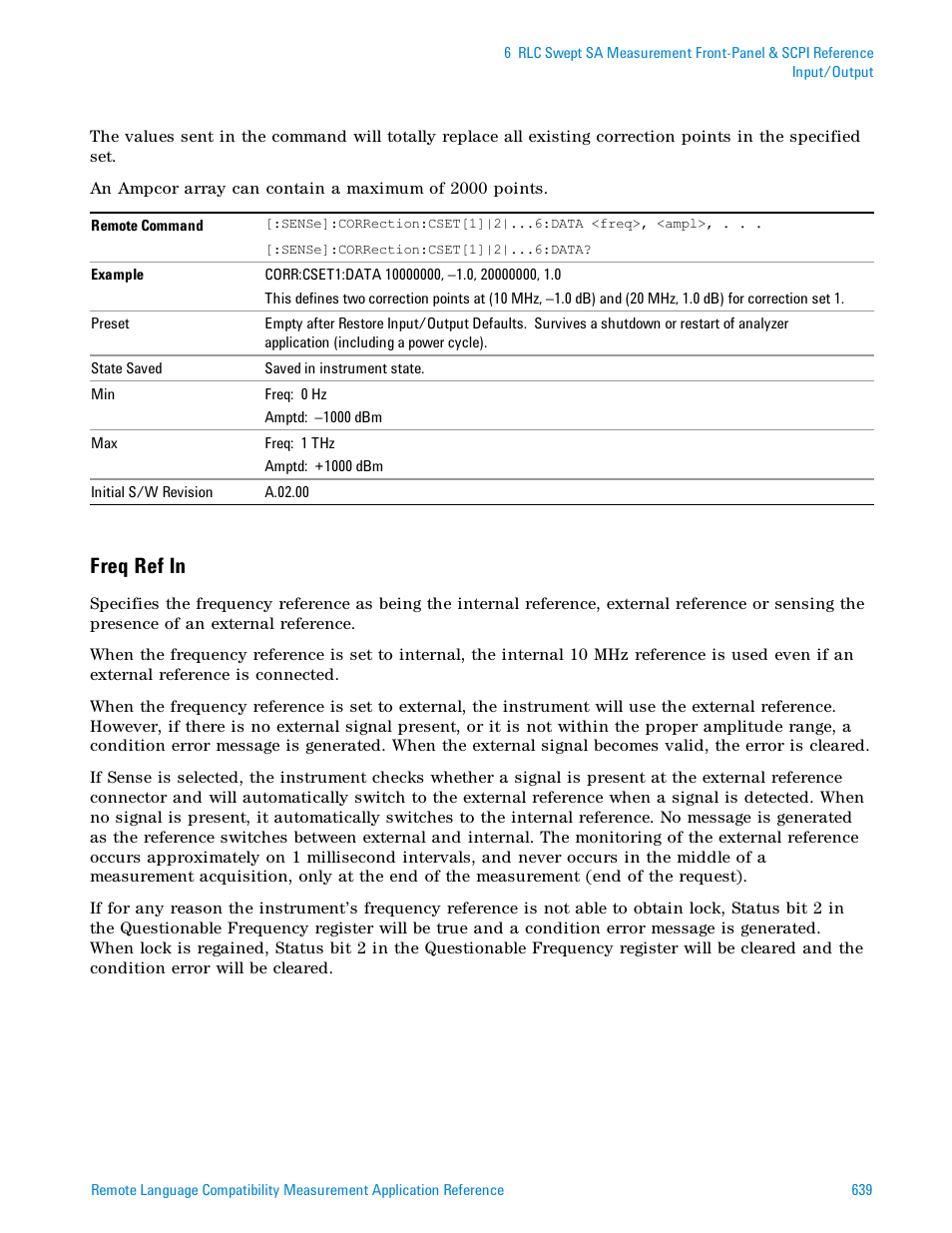 Freq ref in | Agilent Technologies Signal Analyzer N9030a User Manual | Page 639 / 1466