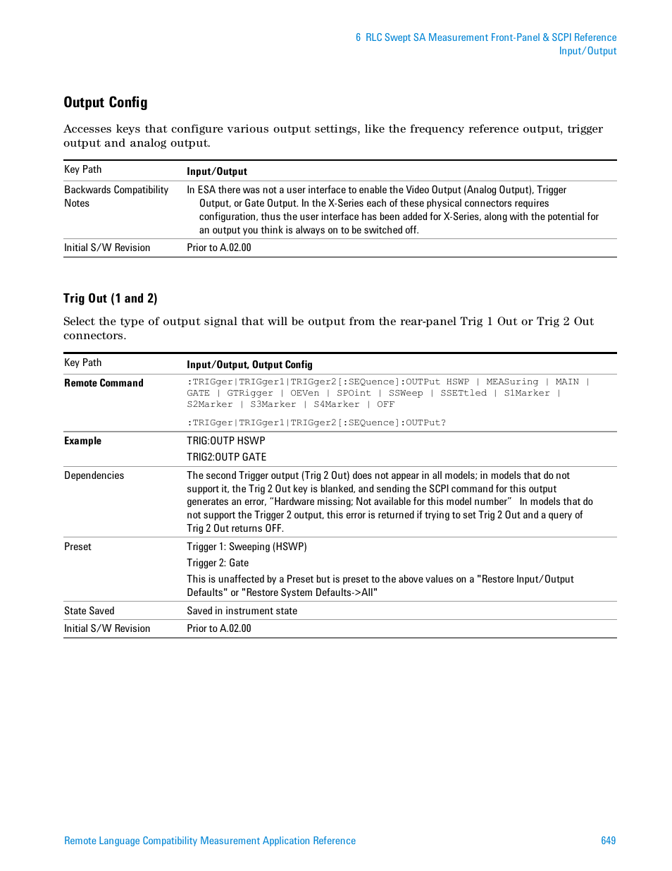 Output config | Agilent Technologies Signal Analyzer N9030a User Manual | Page 649 / 1466