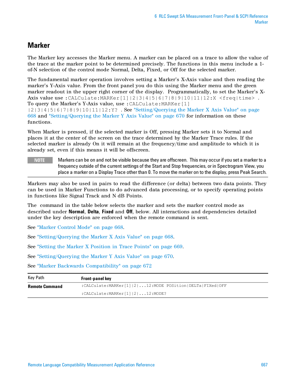 Marker | Agilent Technologies Signal Analyzer N9030a User Manual | Page 667 / 1466