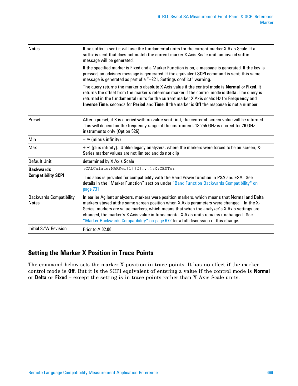 Setting the marker x position in trace points | Agilent Technologies Signal Analyzer N9030a User Manual | Page 669 / 1466