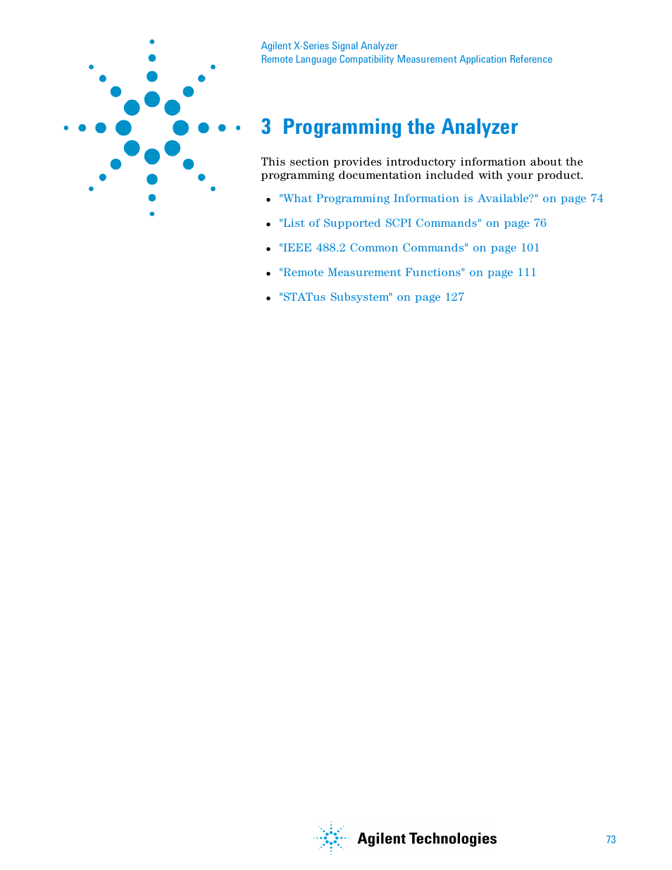 3 programming the analyzer | Agilent Technologies Signal Analyzer N9030a User Manual | Page 73 / 1466