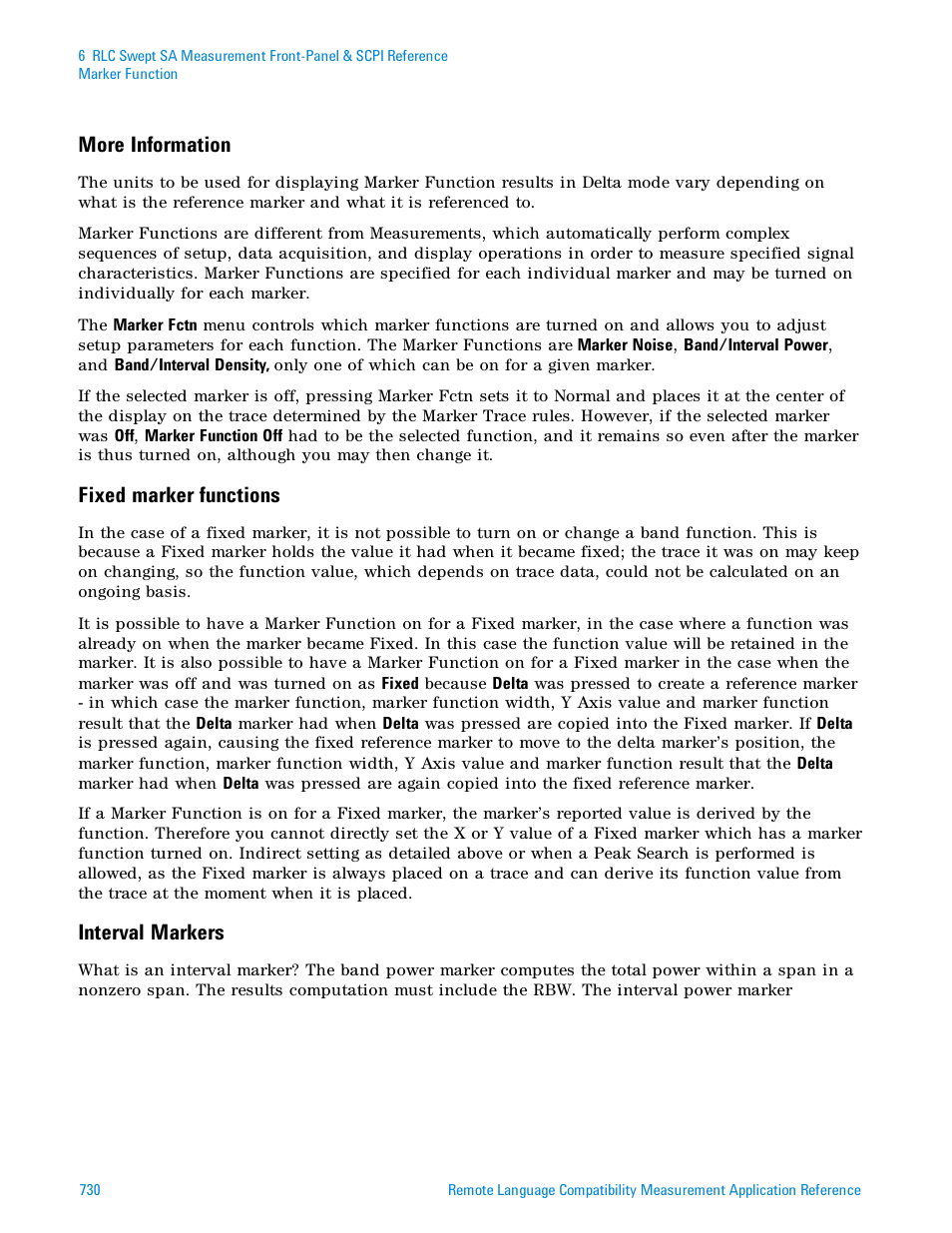 More information, Fixed marker functions, Interval markers | Agilent Technologies Signal Analyzer N9030a User Manual | Page 730 / 1466