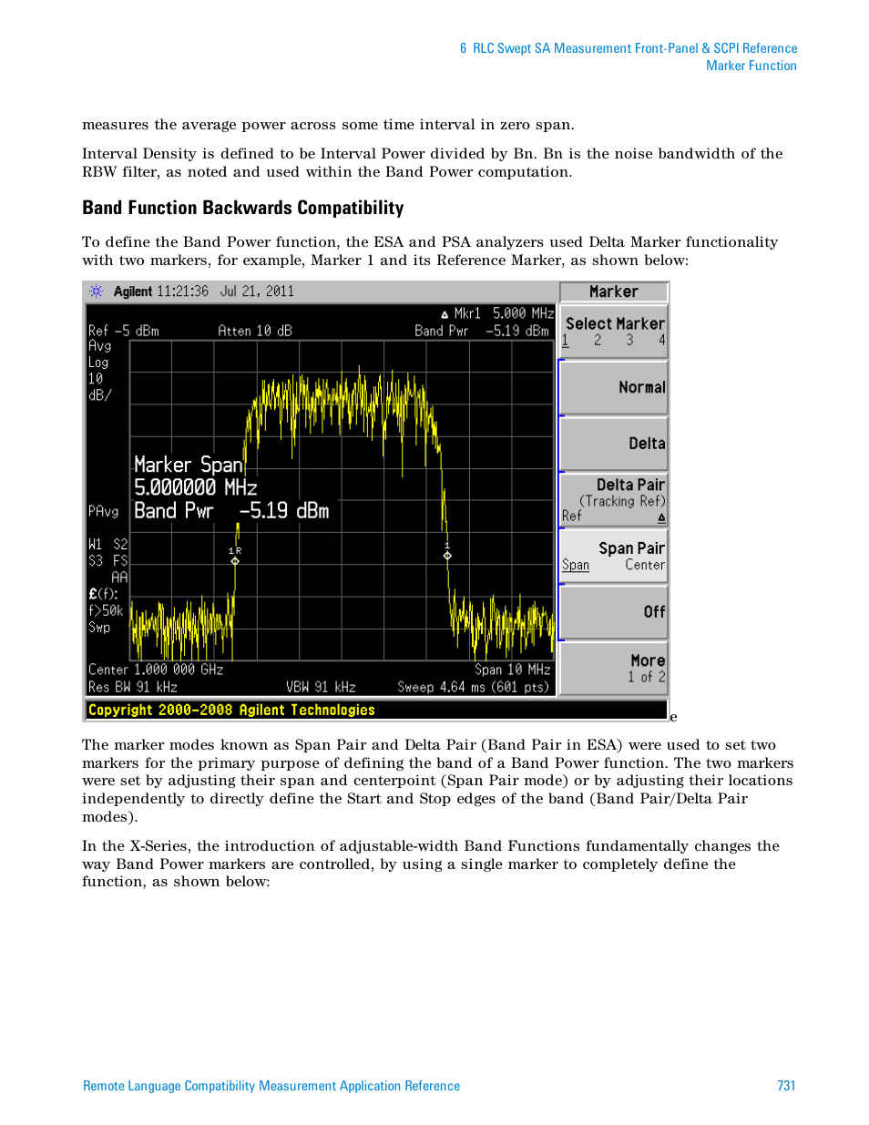 Band function backwards compatibility, Band function backwards | Agilent Technologies Signal Analyzer N9030a User Manual | Page 731 / 1466