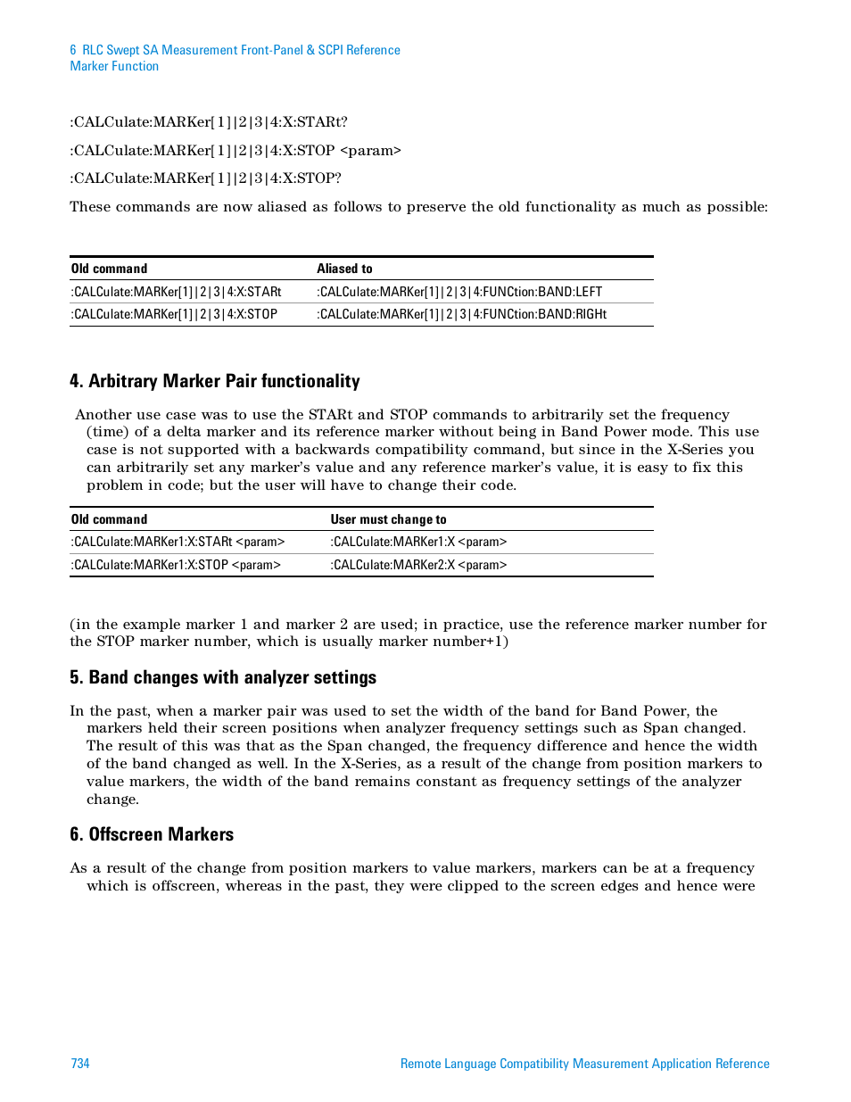 Arbitrary marker pair functionality, Band changes with analyzer settings, Offscreen markers | Agilent Technologies Signal Analyzer N9030a User Manual | Page 734 / 1466