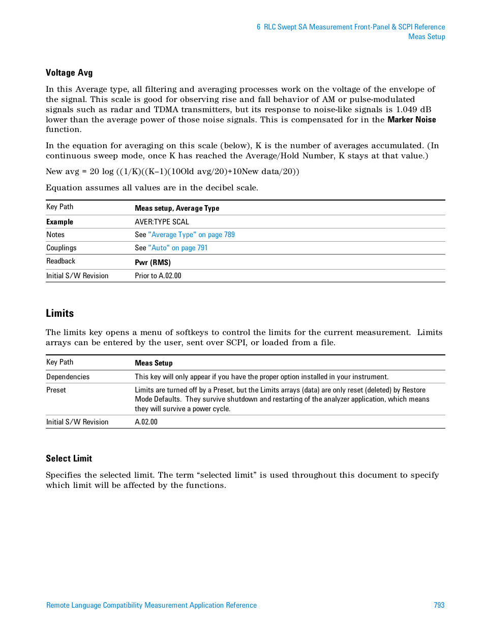 Limits | Agilent Technologies Signal Analyzer N9030a User Manual | Page 793 / 1466