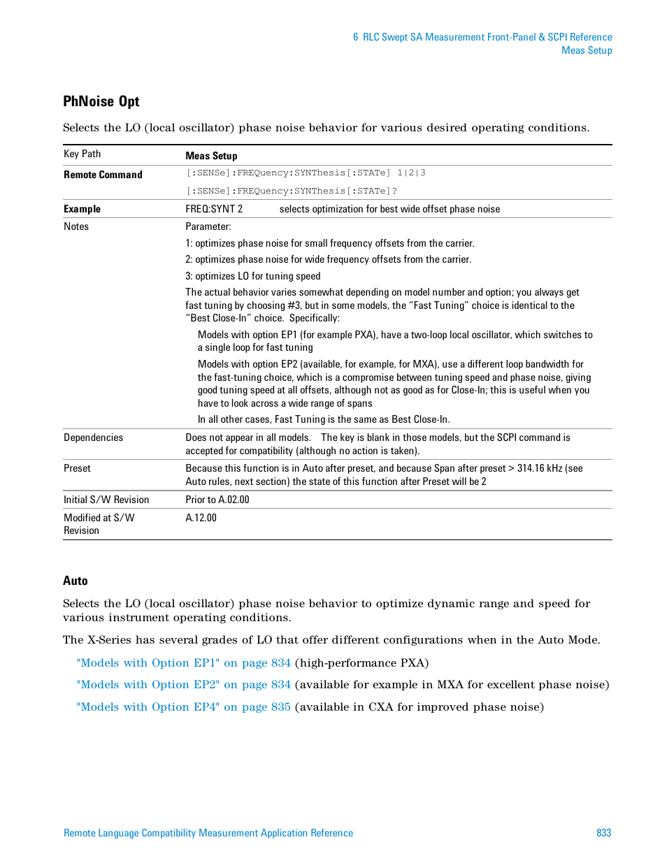 Phnoise opt | Agilent Technologies Signal Analyzer N9030a User Manual | Page 833 / 1466