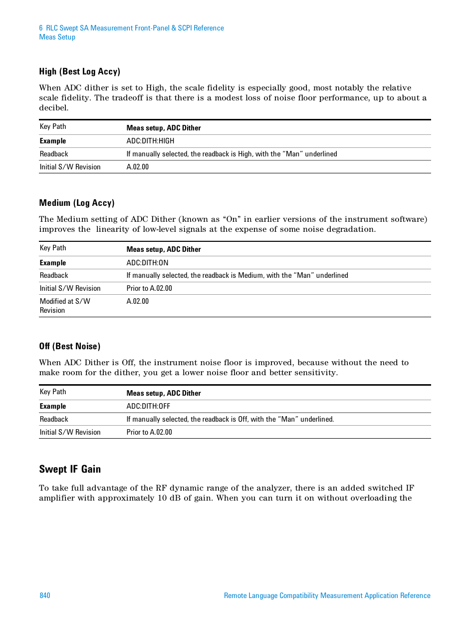 Swept if gain | Agilent Technologies Signal Analyzer N9030a User Manual | Page 840 / 1466