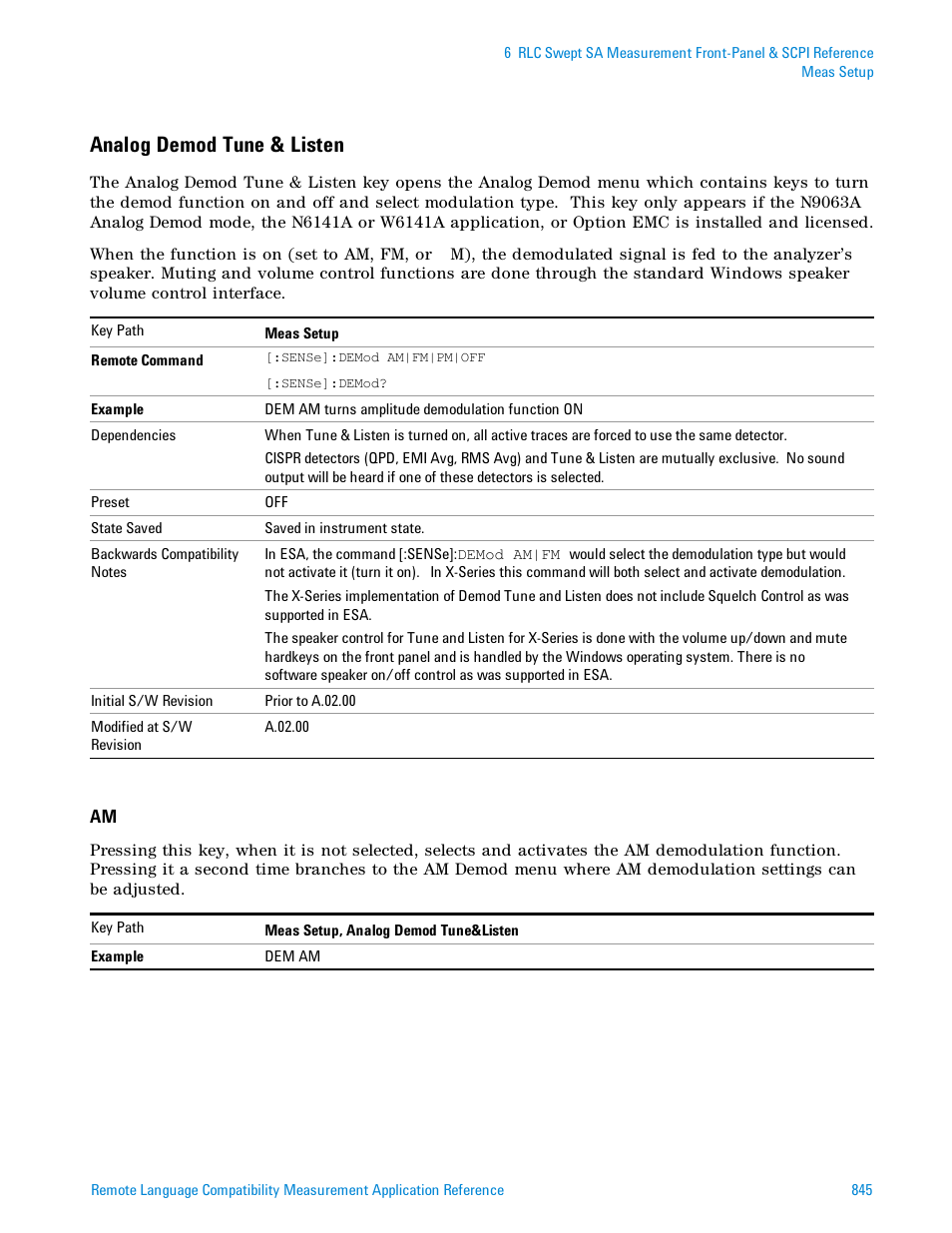 Analog demod tune & listen | Agilent Technologies Signal Analyzer N9030a User Manual | Page 845 / 1466