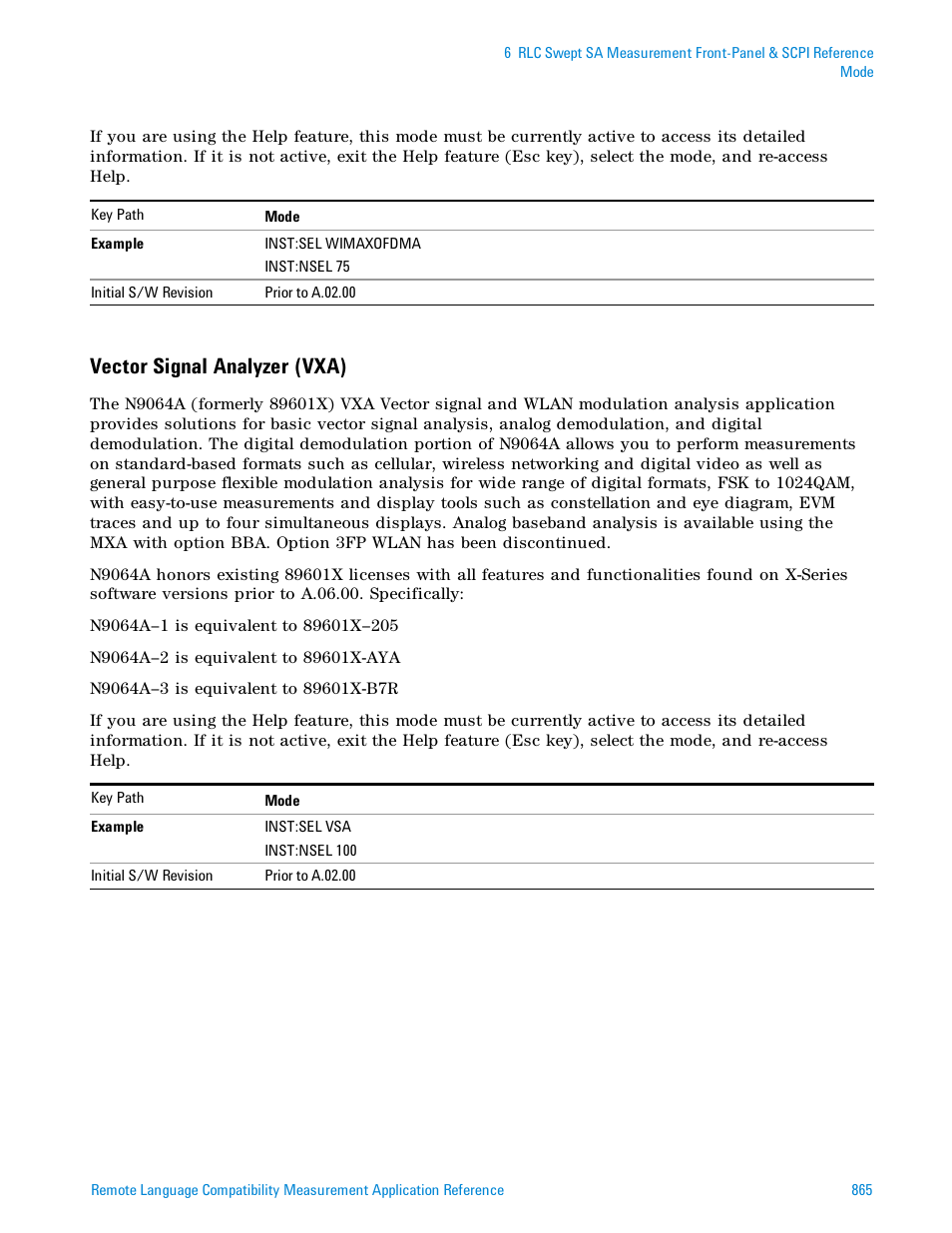 Vector signal analyzer (vxa) | Agilent Technologies Signal Analyzer N9030a User Manual | Page 865 / 1466