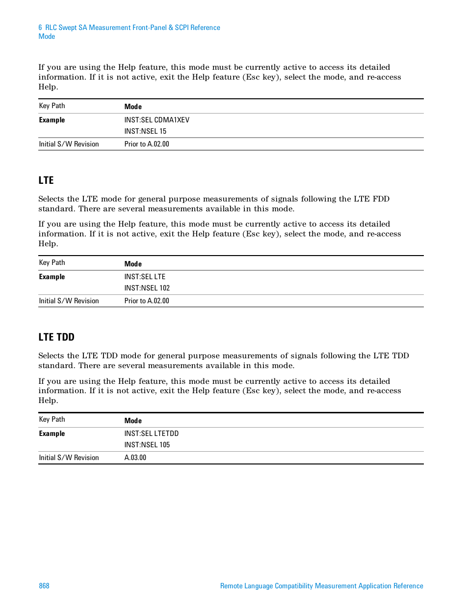 Lte tdd | Agilent Technologies Signal Analyzer N9030a User Manual | Page 868 / 1466