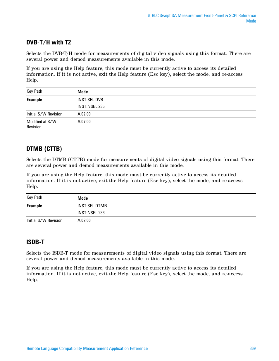 Dvb-t/h with t2, Dtmb (cttb), Isdb-t | Agilent Technologies Signal Analyzer N9030a User Manual | Page 869 / 1466