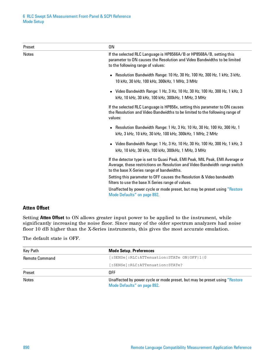 Atten offset | Agilent Technologies Signal Analyzer N9030a User Manual | Page 890 / 1466